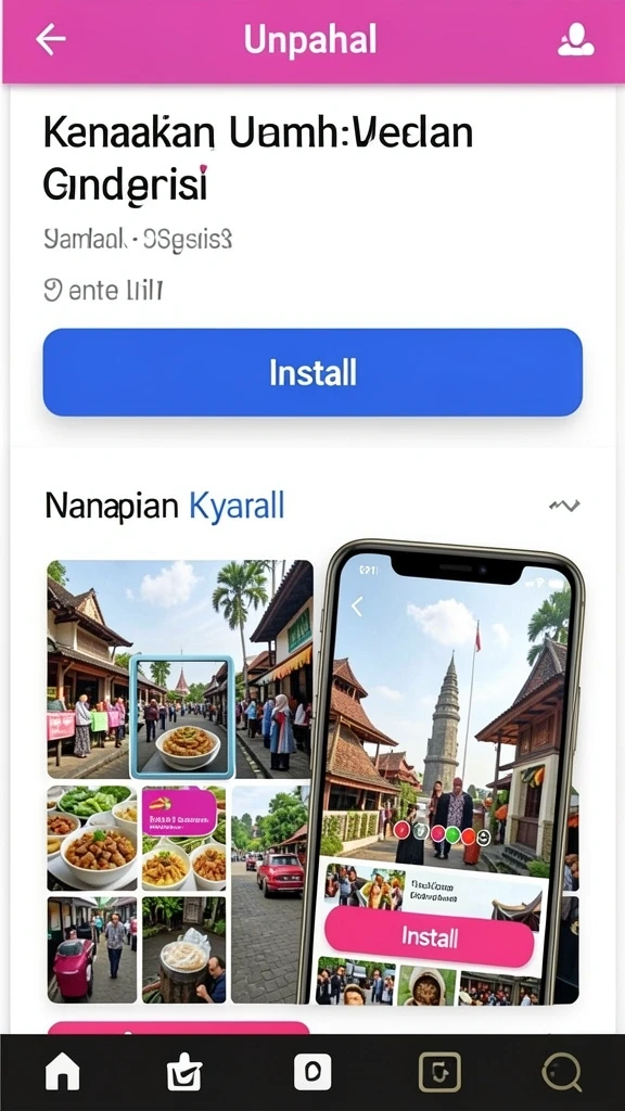 Screenshot aplikasi dengan tampilan menu utama yang menarik.