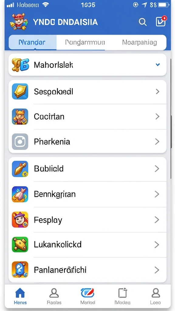 Menu permainan yang mudah diakses dan penuh warna.